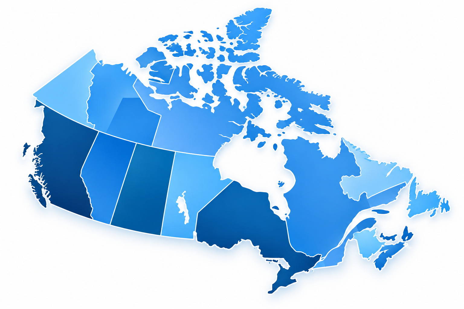 Map of Canada for exploring franchise opportunities by province